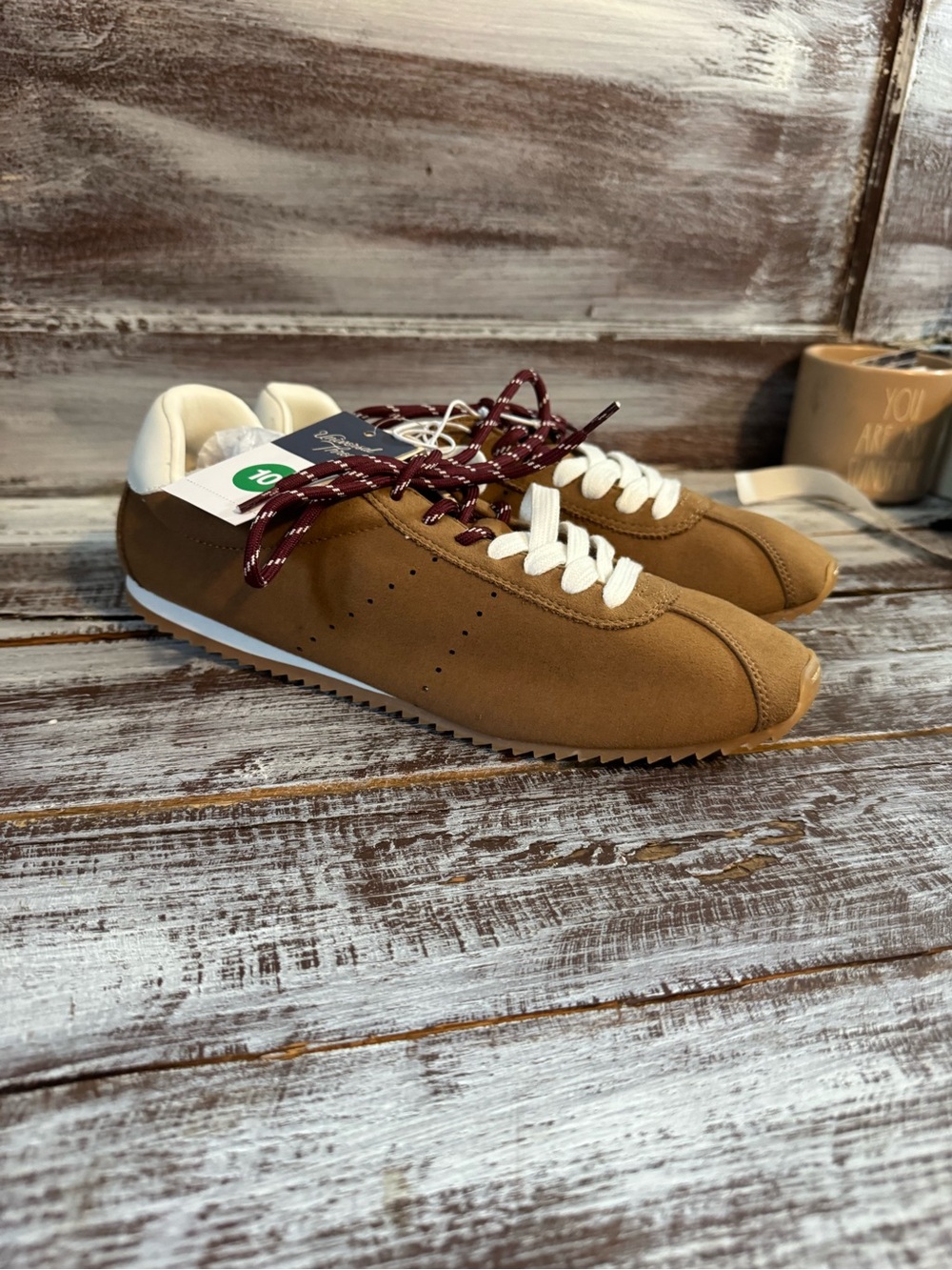 Universal Thread Tan & White Retro-Inspired Sneakers